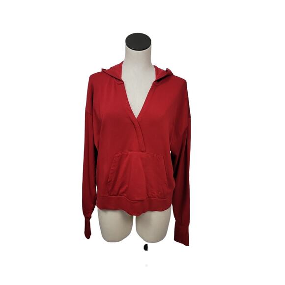 Sweaty Betty Relax Hoodie Sweatshirt V Neck Red Womens Size‎ 8 Medium - Picture 8 of 14
